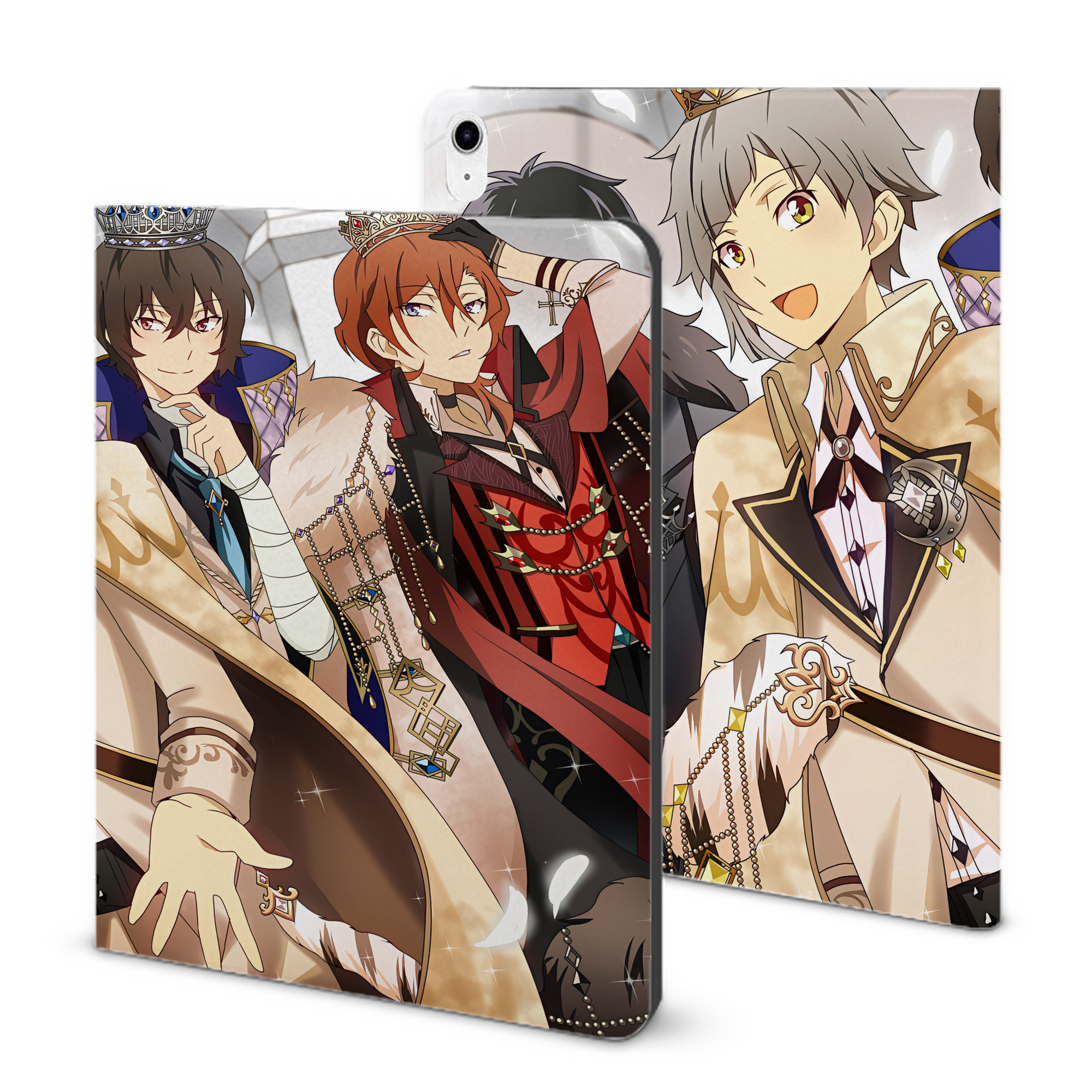 （画像用） 文豪ストレイドッグス Bungo Stray Dogs IPad ケース ブック型 PUレザー TPU 耐衝撃 軽量 薄型 ペン収納なし 全面保護 IPad 各モデル対応